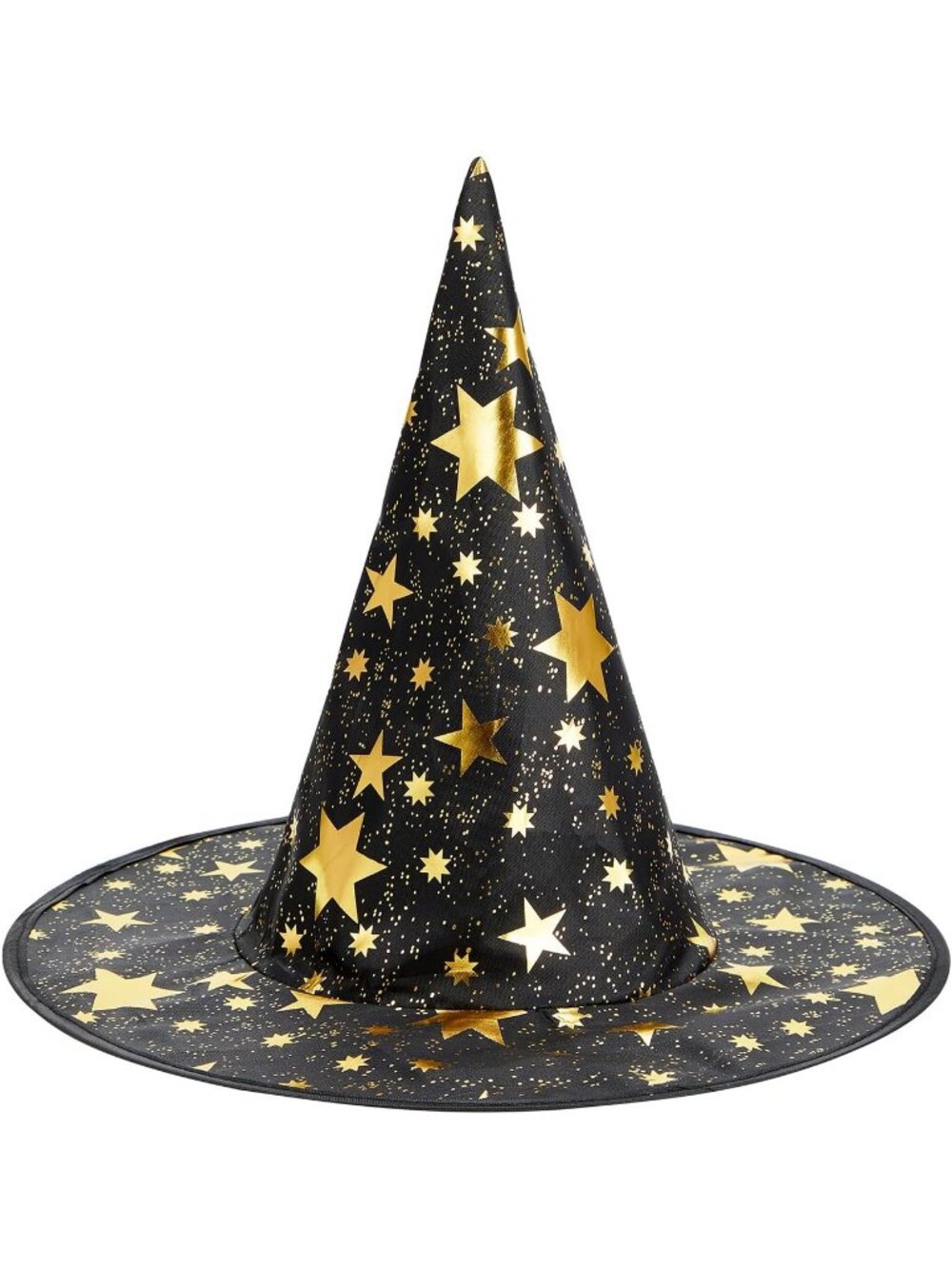 Women's Black Halloween Wizard Witch Hats Gold Star Costume Accessory For Party